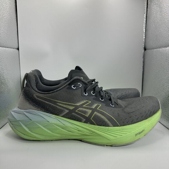 Asics NOVABLAST 4 Shoes Mens Size 12.5 Gray Green Running Cushioned - Picture 1 of 12
